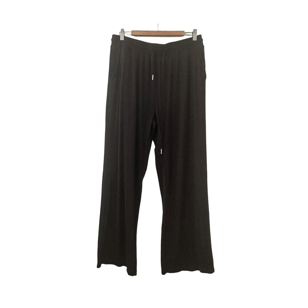 Coofandy Pants Womens Size XL Black Wideleg Ribbed Drawstring Waist Back Pockets - Picture 10 of 15